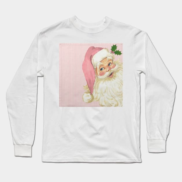 retro vintage pink santa claus Long Sleeve T-Shirt by Fanu2612